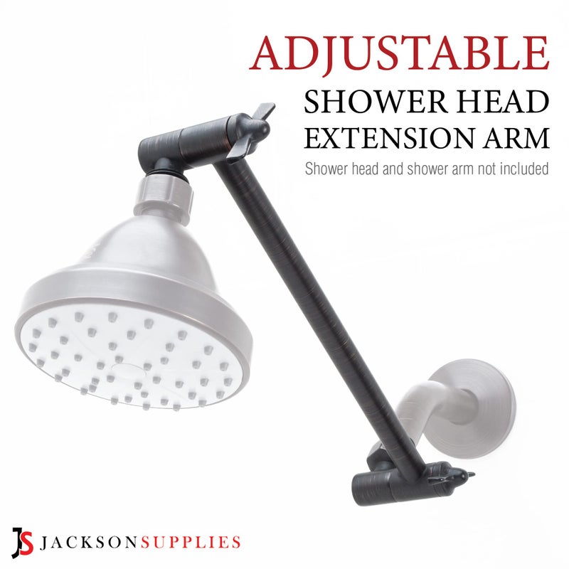 JS Jackson Supplies Shower Head Extension Arm by JS Jackson Supplies, Adjustable 10 Inch Showerhead Extender, Solid Brass Construction, Universal Tall Hi-lo Pipe Height Extending (Oil Rubbed Bronze Finish) - Image 2